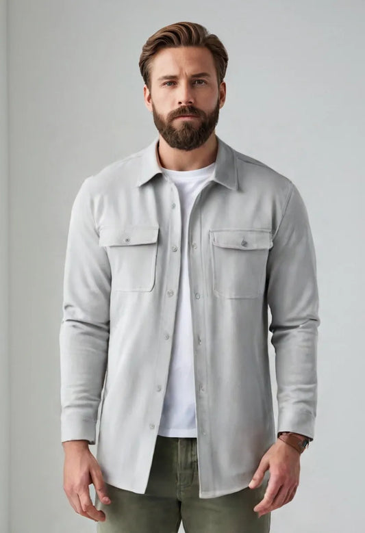 Men’s Button-Up Overshirt – Minimalist Casual Layering Jacket