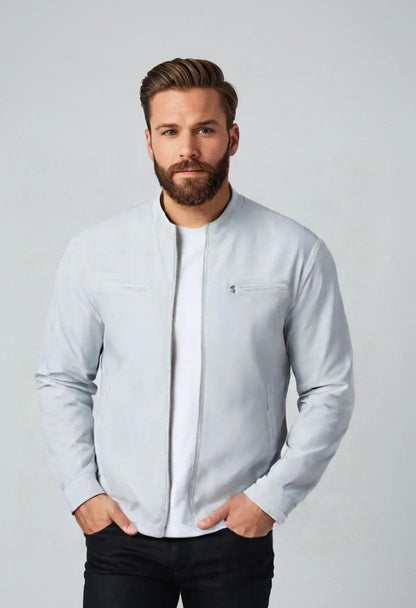 Stand Collar Faux Leather Motorcycle Jacket – Stylish & Durable
