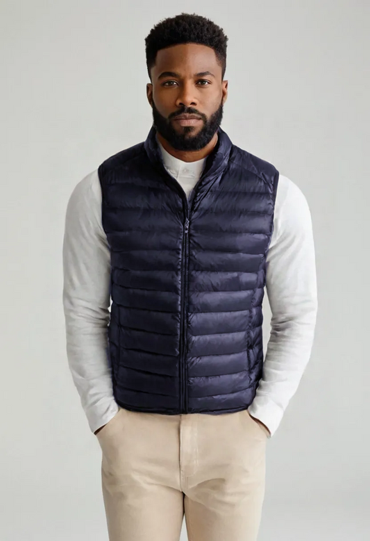 Men’s Lightweight Puffer Vest – Stand Collar Insulated Waistcoat