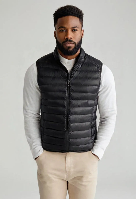 Men’s Lightweight Puffer Vest – Stand Collar Insulated Waistcoat