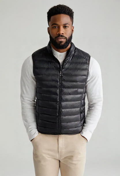 Men’s Lightweight Puffer Vest – Stand Collar Insulated Waistcoat
