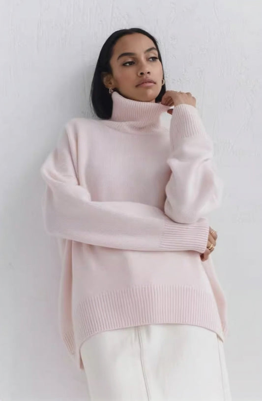 Loose Fit Mock Neck Casual Pullover Sweater
