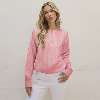 Quilted Zip-Up Sweatshirt – Chic & Cozy