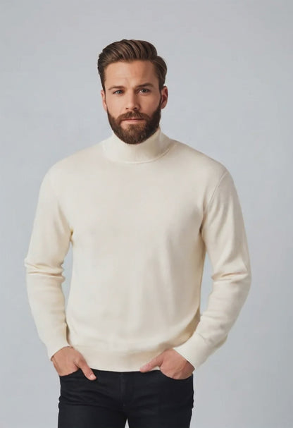 Men’s Turtleneck Pullover Sweater – Thick Warm Knit for Autumn & Winter