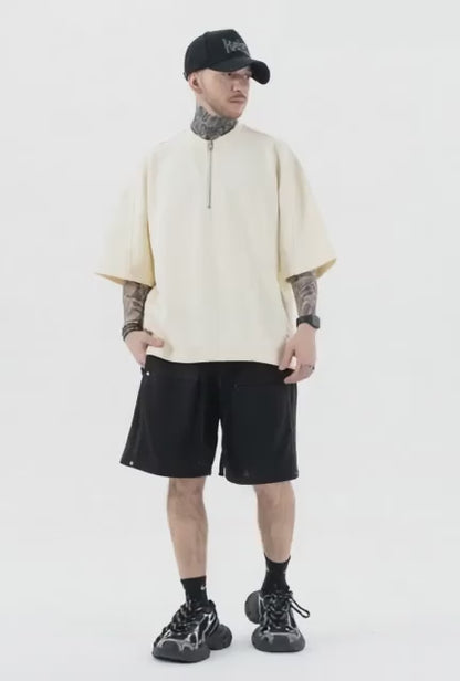 Men’s Half-Zip Casual Tee – Clean Fit Short Sleeve Cotton Top