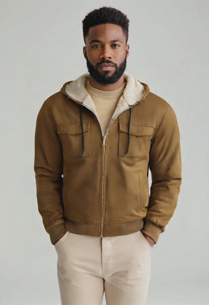 Men’s Fleece-Lined Utility Jacket – Warm Hooded Streetwear Layer