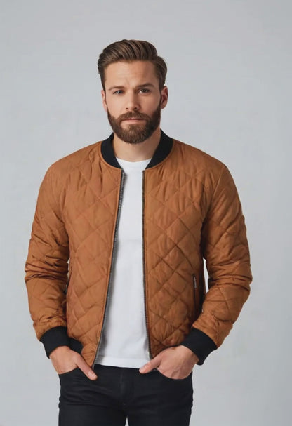 Men’s Quilted Cotton Baseball Jacket – Winter Warm, Windproof Casual Outerwear