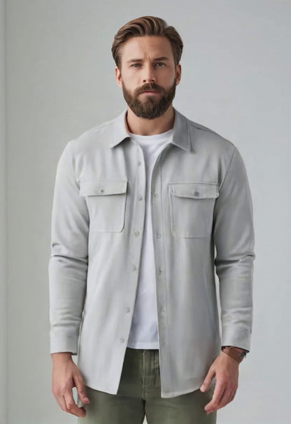 Men’s Button-Up Overshirt – Minimalist Casual Layering Jacket